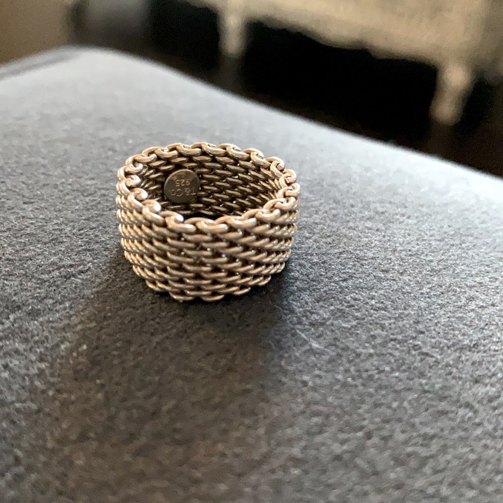 Tiffany & Co. sterling silver mesh ring size 4